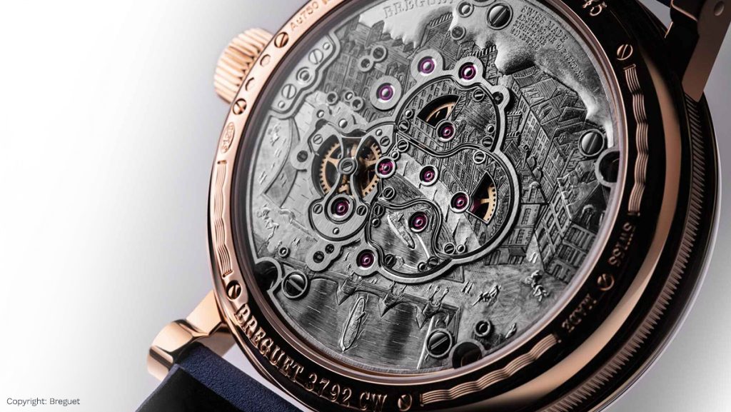 Gravierter Boden der Breguet Classique "Quai de l'Horloge" 5345