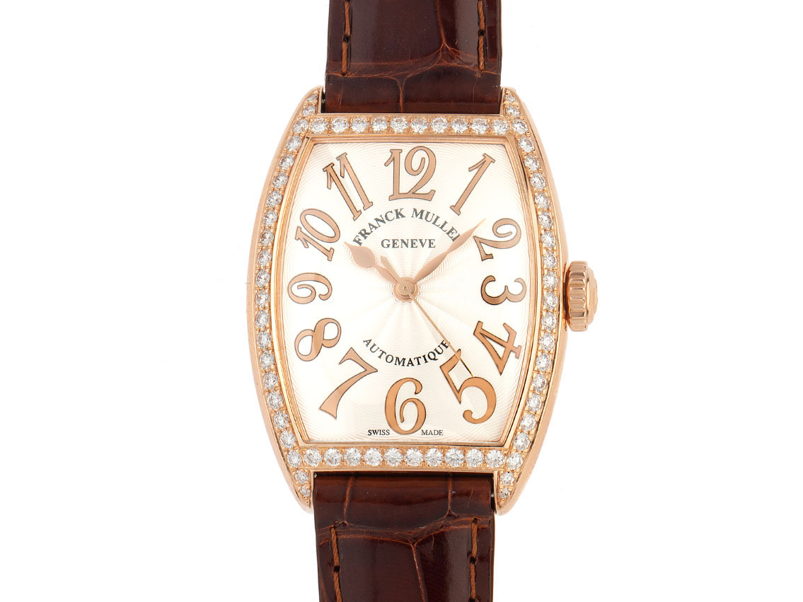 Franck Muller Cintree Curvex Lady 18kt Rosegold Diamanten rosegold Bracelet leather 35x25mm new 10000052683 English Watch