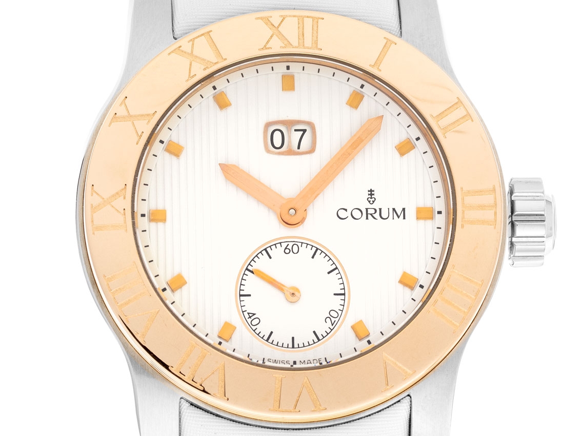 Corum Romulus Grande Date steel rosegold Bracelet textile