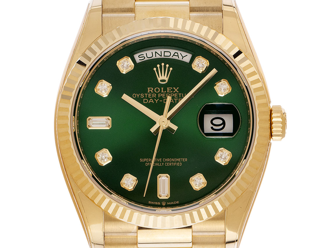 Rolex 118238 sales green dial